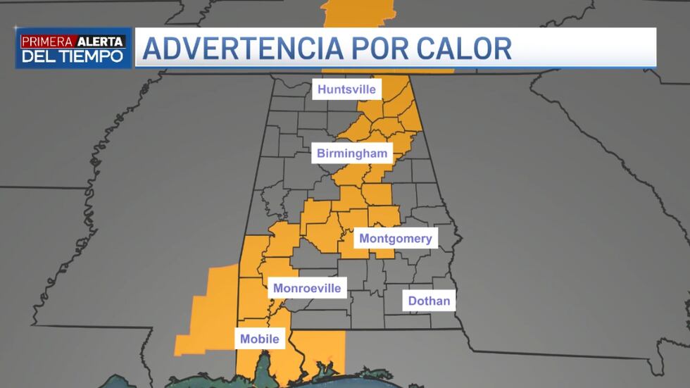 Condados bajo advertencia por calor.